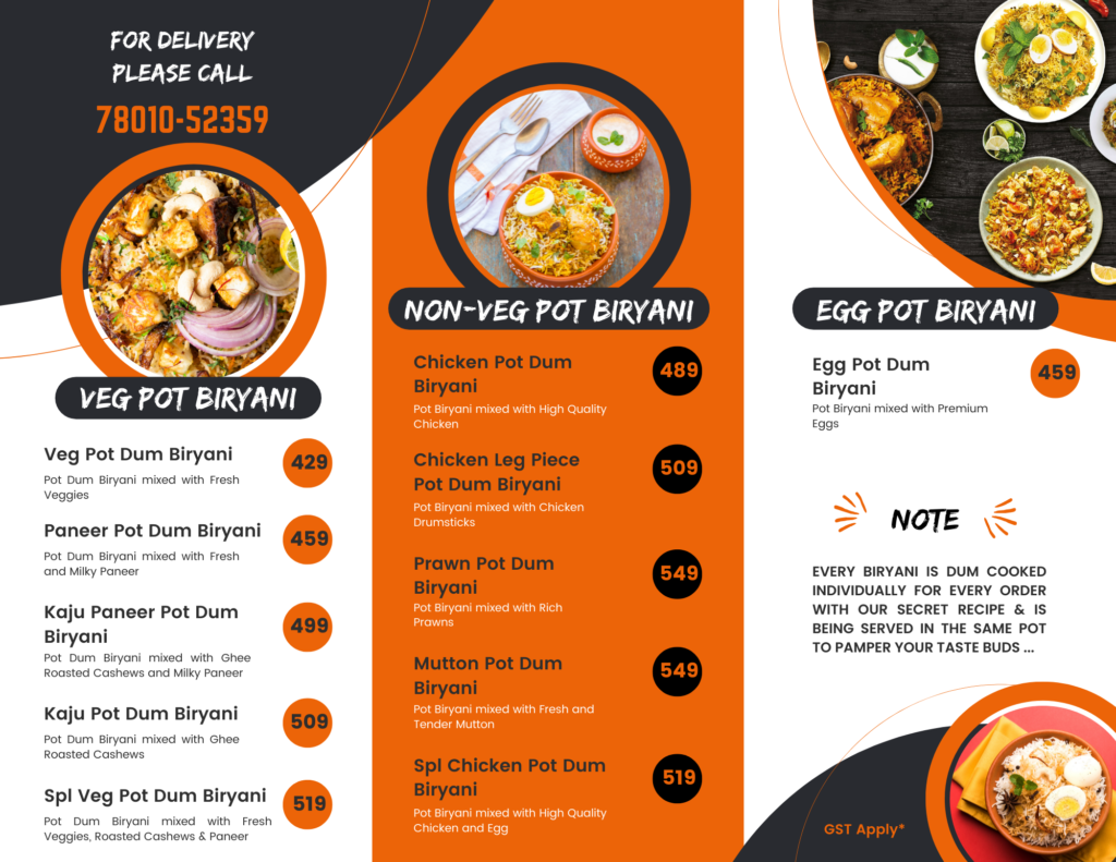 Desi Pot Biryani menu back